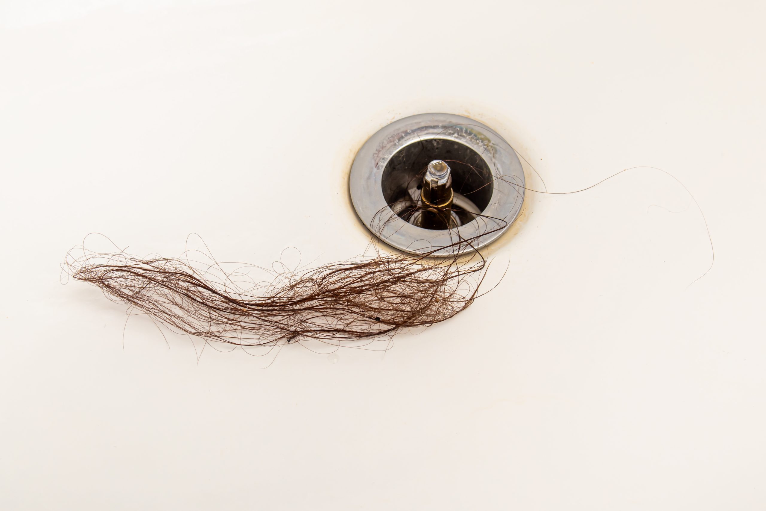 Hair in the bathroom drain