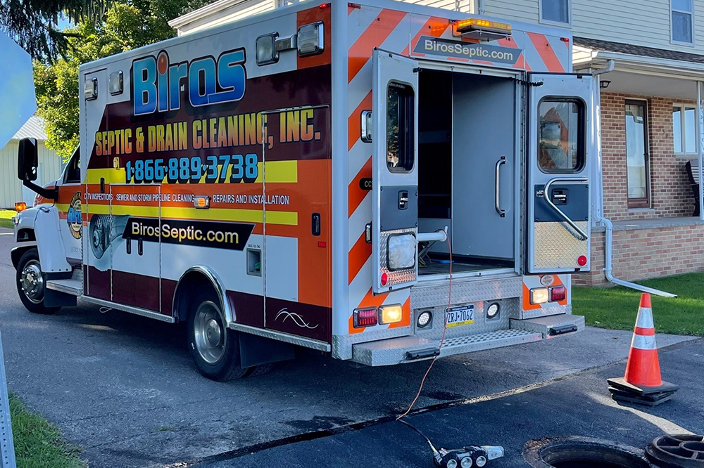 The Biros truck on a job.